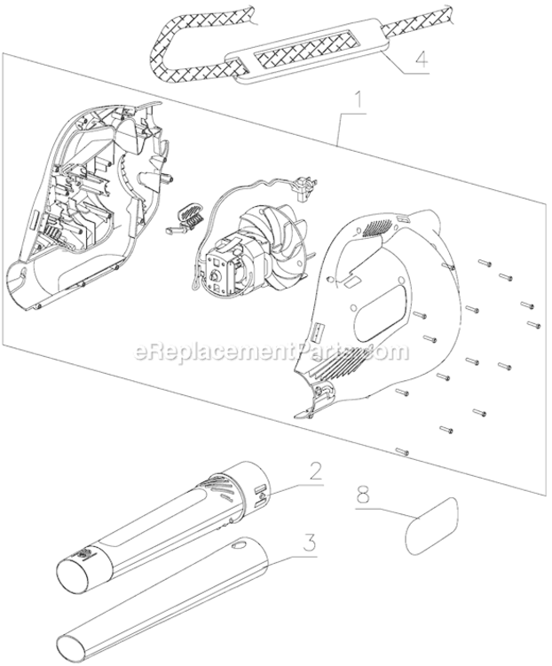 Page A Diagram and Parts List for BL950 Type 1 Black and Decker Leaf Blower / Vacuum